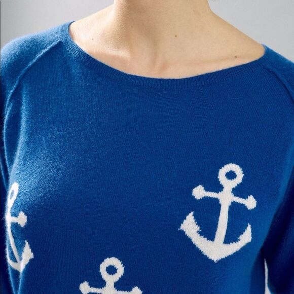 NWT Anthropologie Brodie Anchors Away Cashmere Sweater Medium B-1148 - Picture 3 of 6